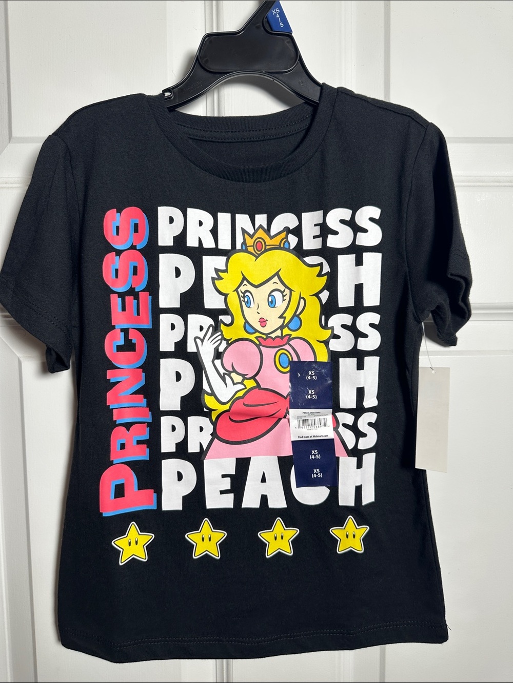 NWTS Super Mario Princess Peach Black Short Sleeve Tee Sz XS
